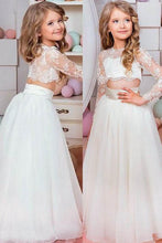 Two-Piece Long Sleeves Organza Flower Girl Dresses