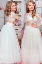 Two-Piece Long Sleeves Organza Flower Girl Dresses