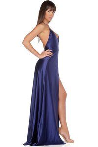 Junoesque A-line V-neck Sleeveless Evening Dresses with Split