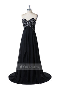 Black Sweetheart Strapless Beading Formal Dresses
