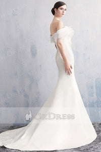 Simple Off-the-shoulder Mermaid Satin Bridal Wedding Dresses