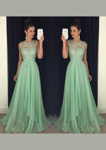 Irridescent Natural Sweep Train Sleeveless Prom Dresses