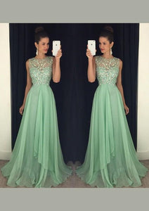 Irridescent Natural Sweep Train Sleeveless Prom Dresses