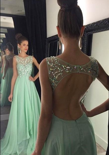 Irridescent Natural Sweep Train Sleeveless Prom Dresses