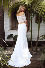 White A-line Two-Piece Off-the-Shoulder Detachable Wedding Dresses