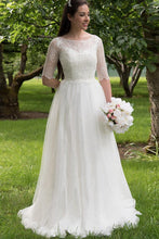 Latest Ivory Organza Scoop A-line/Princess Wedding Dresses