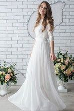 White Zipper Up at Side Lace Floor-length A-line/Princess Scoop Wedding Dresses