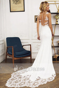 Ivory Sexy Mermaid Lace Bodice Long Satin Wedding Dresses