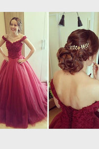 Remarkable Organza Off The Shoulder Applique Floor-length Lace-up Evening Dresses