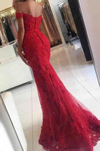 Red Shiny Off-the-shoulder Sweetheart Trumpet/Mermaid Long Evening Dresses