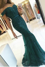 Green Shiny Off-the-shoulder Sweetheart Trumpet/Mermaid Long Evening Dresses