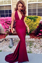 Precious V-neck Sweep Train Natural Elastic Satin Evening Dresses