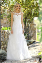 Glamorous A-line Illusion Neck Lace & Tulle Wedding Dresses