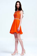 Sexy Applique A-line/Princess Orange Short Prom Dresses with Beads