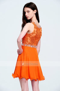 Sexy Applique A-line/Princess Orange Short Prom Dresses with Beads