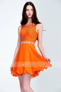 Sexy Applique A-line/Princess Orange Short Prom Dresses with Beads