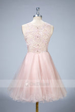 Halter A-Line Lace and Chiffon Homecoming Dresses