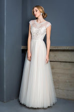 A-Line Floor-Length Wedding Dresses with Cap Sleeves