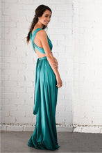 Green Natural Sleeveless V-neck Jade Floor-length Prom Dresses