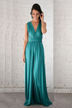 Green Natural Sleeveless V-neck Jade Floor-length Prom Dresses