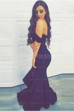 Dark Navy Hot Sale Off The Shoulder Silk Like Satin Natural Sleeveless Split Front Prom Dresses