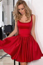 Red Pleated Short/Mini Zipper Sleeveless Red A-line Prom Dresses