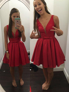 Great Bow Tie Short/Mini Natural Satin A-line Homecoming Dresses
