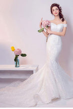 Sexy Off-the-shoulder Trumpet Lace Bridal Wedding Dresses