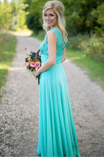 Green Princess Scoop Neck Zipper Lace Chiffon Floor-length Bridesmaid Dresses