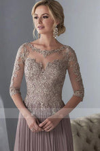 Chiffon A-Line Floor-Length Mother of The Bride Dresses with Lace Applique