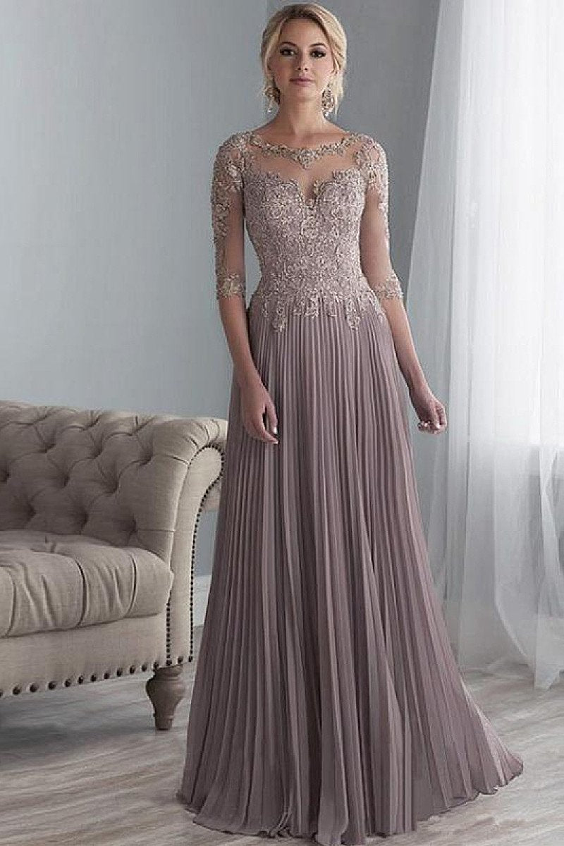 Chiffon A-Line Floor-Length Mother of The Bride Dresses with Lace Appl Okeydress Chiffon A-Line Floor-Length Mother of The Bride Dresses with Lace Appl Okeydress