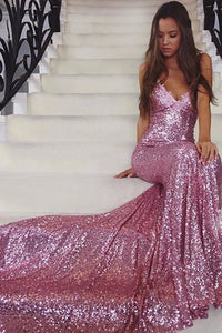 Trumpet/Mermaid Sleeveless Sweetheart Sequined Prom Dresses