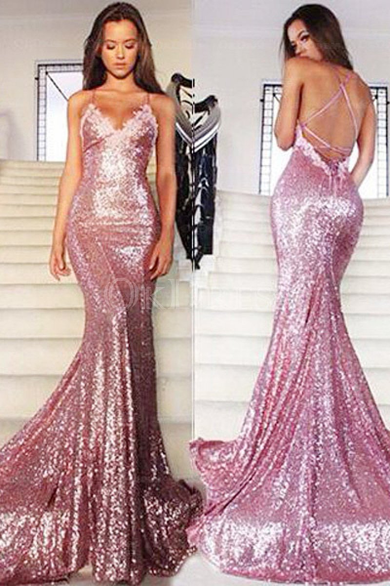 Trumpet/Mermaid Sleeveless Sweetheart Sequined Prom Dresses