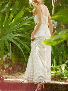 Ivory Fashionable A-line/Princess Tulle V-neck Wedding Dresses