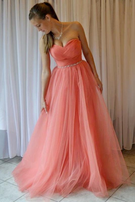 Vogue Beading Sweetheart Natural Princess Floor-length Prom Dresses