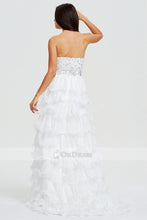 White Cheap Long A-line Asymmetrical Prom Dresses