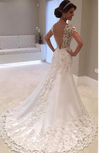 White Tulle Sweep Train Scoop Zipper Natural A-line/Princess Wedding Dresses