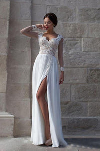 White Trendy Natural Lace Wedding Dresses