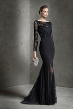 Long Sleeves Bateau Neck Black Lace Mermaid Mother of the Bride Dresses