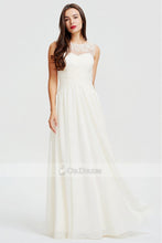 Ivory Classic A-line Scoop Neck Chiffon Prom Dress