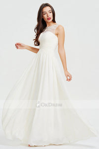Ivory Classic A-line Scoop Neck Chiffon Prom Dress