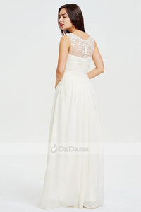 Ivory Classic A-line Scoop Neck Chiffon Prom Dress