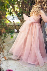 Eye-catching Sashes/Ribbons Scoop Natural Organza Flower Girl Dresses
