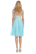 Blue OKDRESS Lace Appliques Cap Sleeve Wedding Homecoming Dress