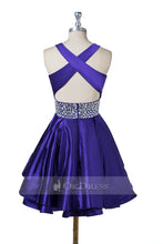 Short Satin Beading Homecoming Dresses