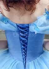 Blue Astounding Organza Ball Gown Off The Shoulder Basque Quinceanera Dresses