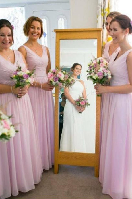 Dignified Chiffon Floor-length Sleeveless Natural Bridesmaid Dresses