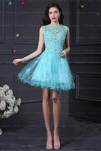 Blue Excellent Zipper Lace Short/Mini Sleeveless Cocktail Dresses