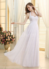 White Classical A-Line Lace-up Natural Wedding Dresses