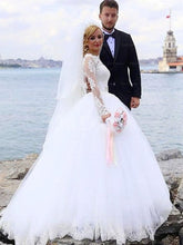 Ivory Bright Ball Gown Long Sleeves Wedding Dresses